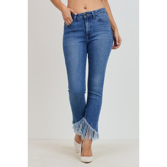 Mid Rise Fringe Ankle Jeans - Picture 4 of 4